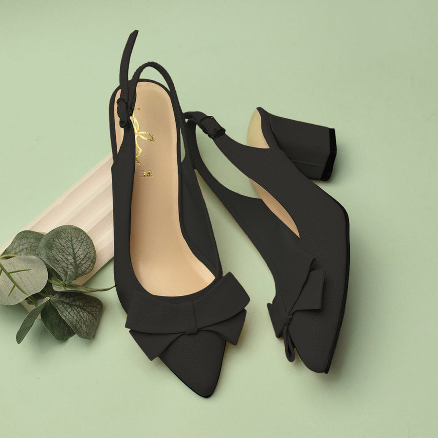 Classic Bow Tie Sling Back - Black