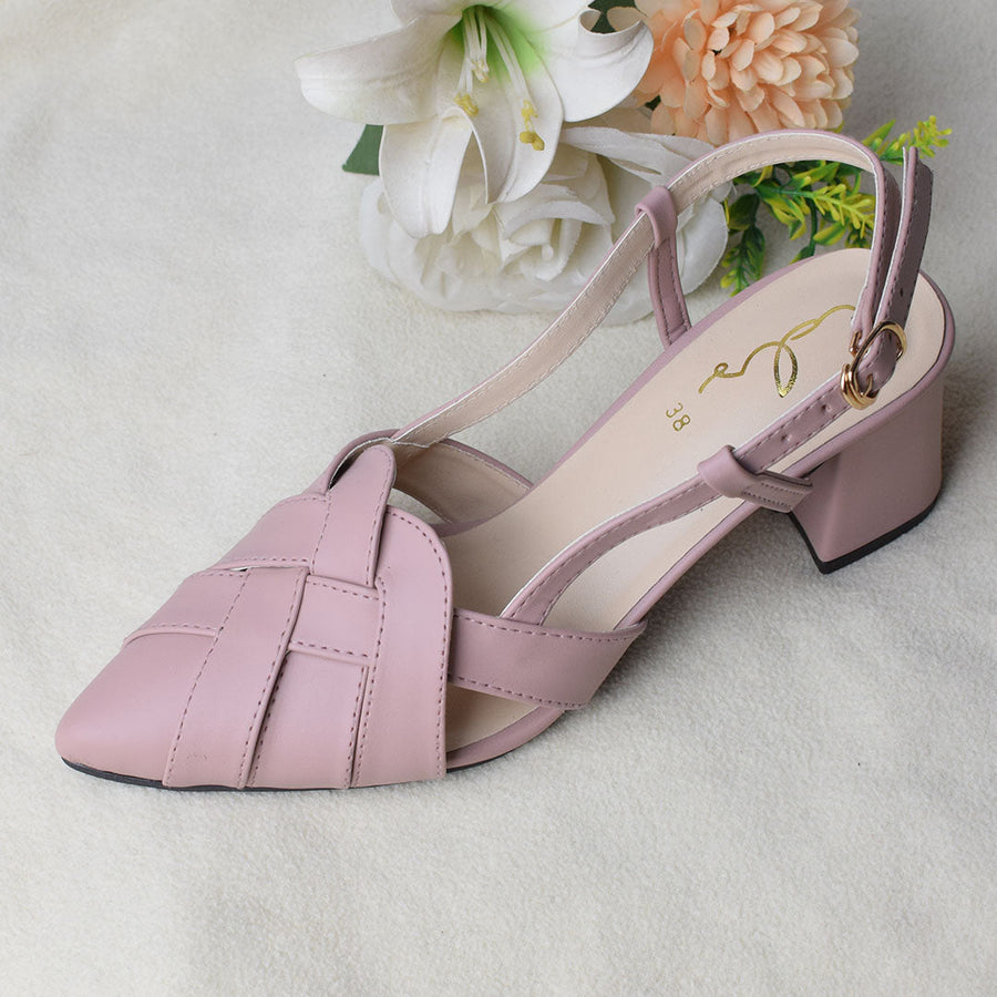 Pointed Block Heel - Tea Pink