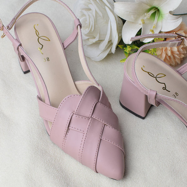 Pointed Block Heel - Tea Pink